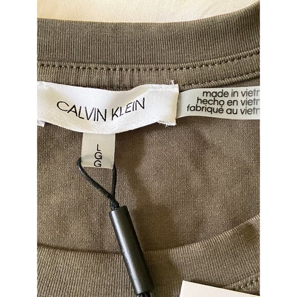 Calvin Klein Olive Gold Round neck Tee Top T-shirt Short Sleeves Size L - Picture 5 of 12